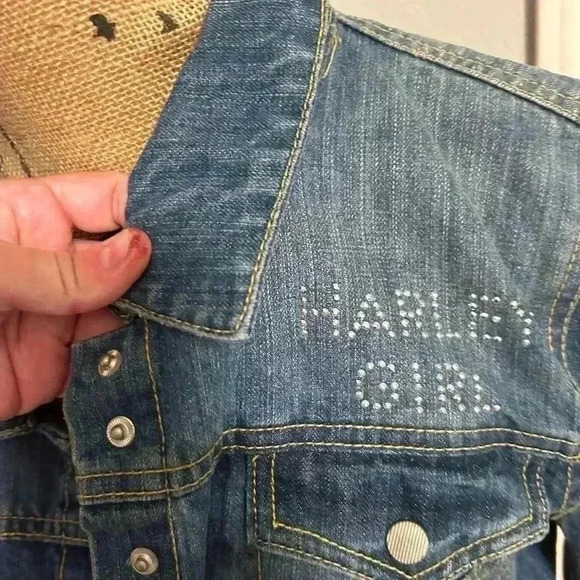 Biker - Jean jacket for woman size extra large says Harley girl - NWOT - Picture 2 of 4